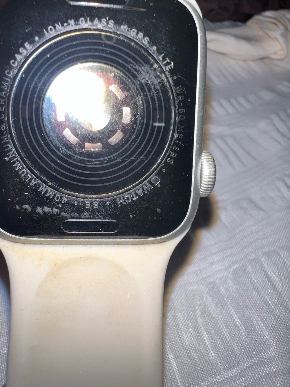 Apple Watch with Beige Sport Band and Beaded Bracelet Accent - Picture 4 of 7